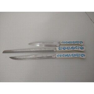 VTG Set 3 Knives by Household Japan Cornflower Blue Surgical Stainless Melamine